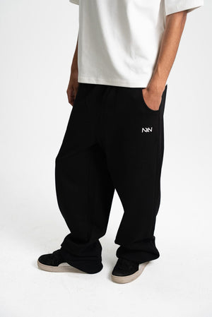 Black Wide-Leg Sweatpants - front view