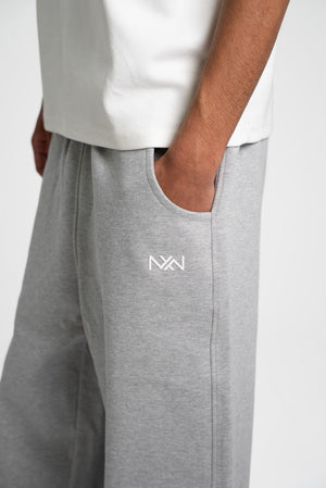 Grey Wide-Leg Sweatpants - front view