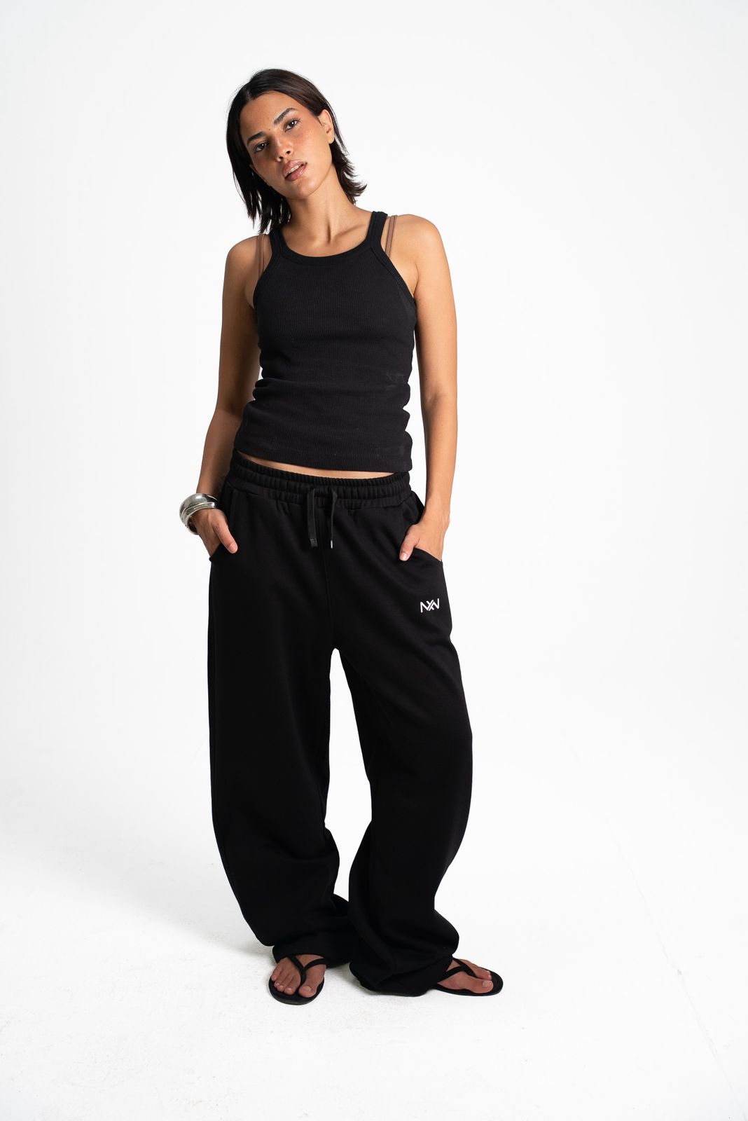 Black Wide-Leg Sweatpants - view 3