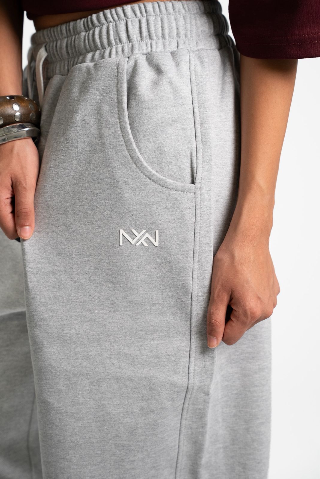 Grey Wide-Leg Sweatpants - view 4