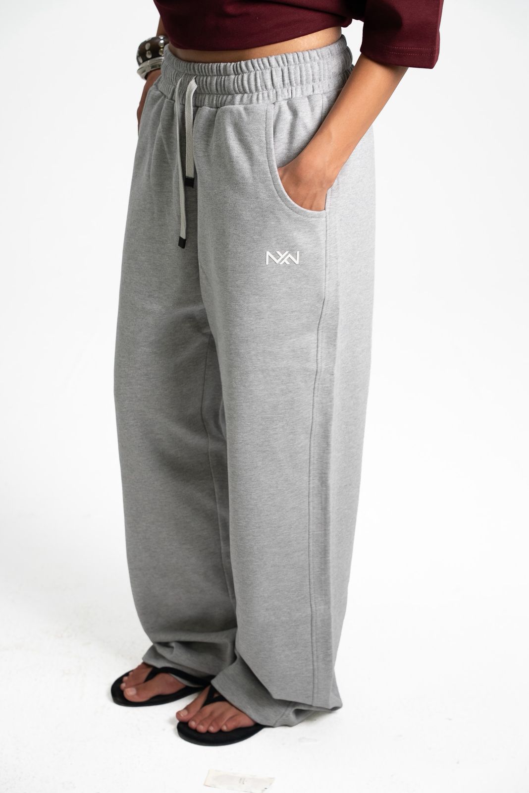Grey Wide-Leg Sweatpants - view 5