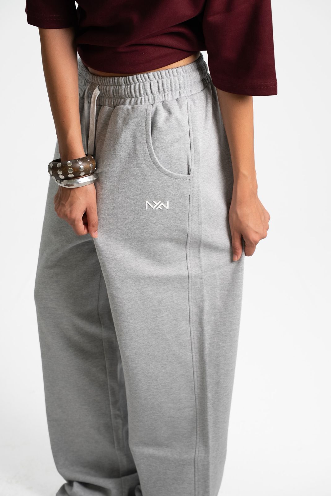 Grey Wide-Leg Sweatpants - view 6